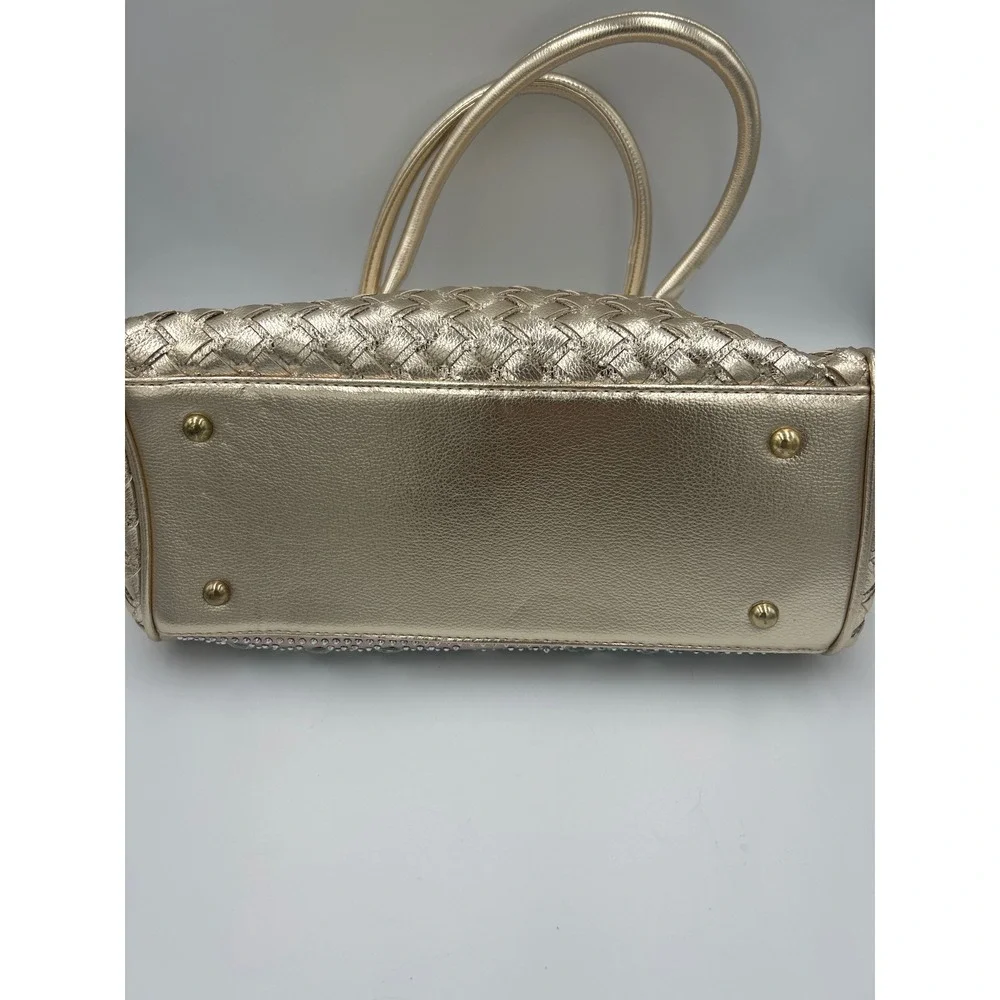 Handbag Bottari Gold Color Rhinestone Looking Satchel Clutch Clasp Evening Bag